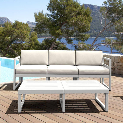 Mykonos Patio Sofa White with Sunbrella Natural Cushion