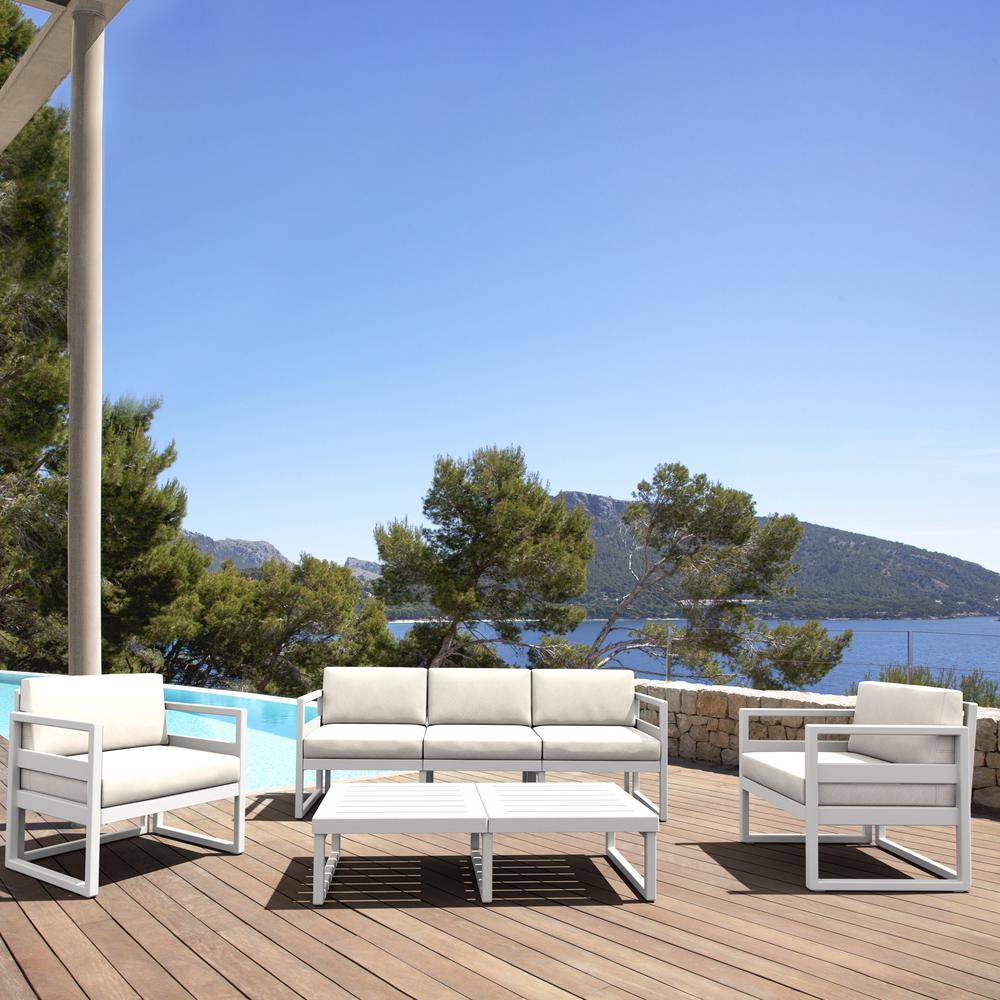 Mykonos Patio Sofa White with Sunbrella Natural Cushion
