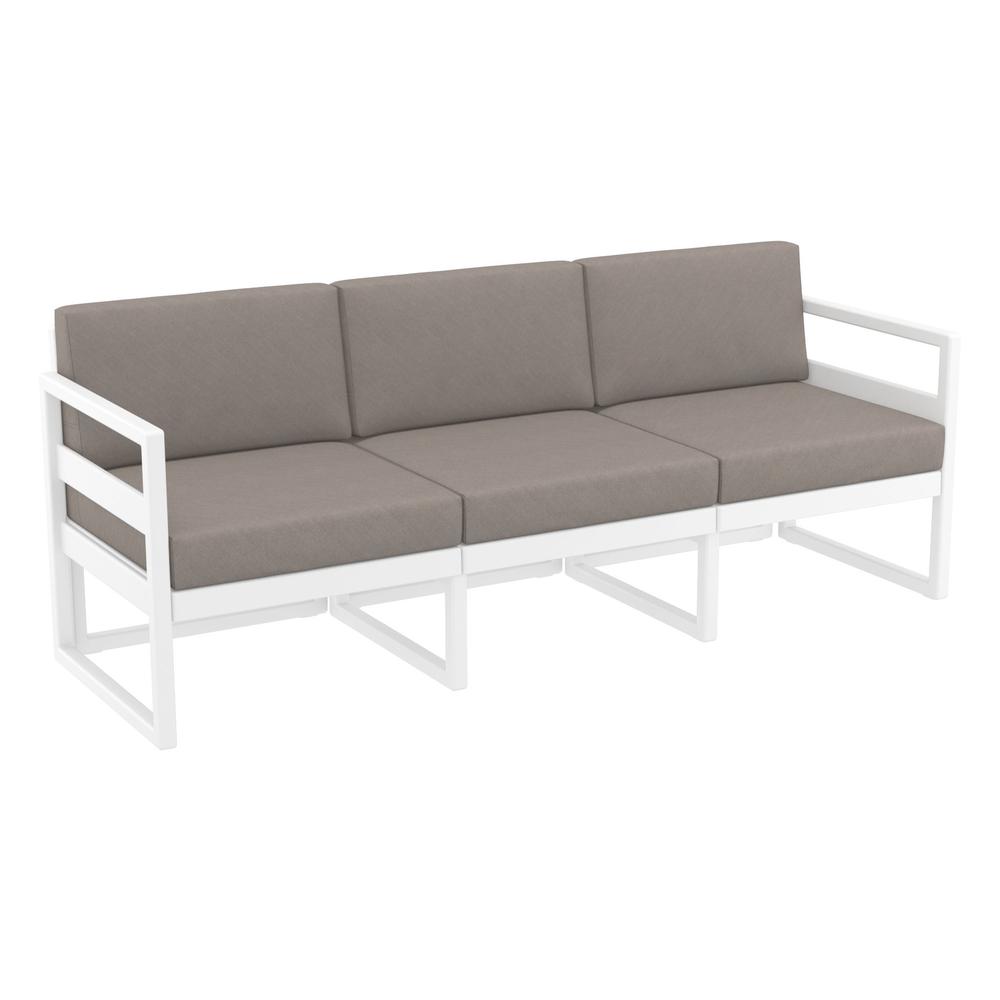 Mykonos Patio Sofa White with Sunbrella Taupe Cushion