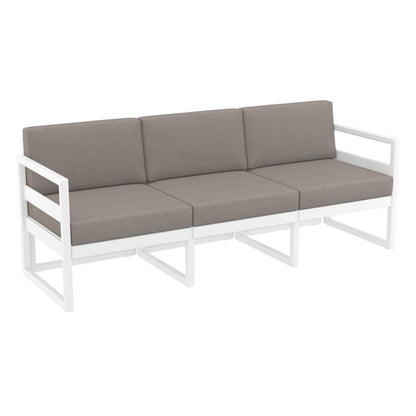 Mykonos Patio Sofa White with Sunbrella Taupe Cushion