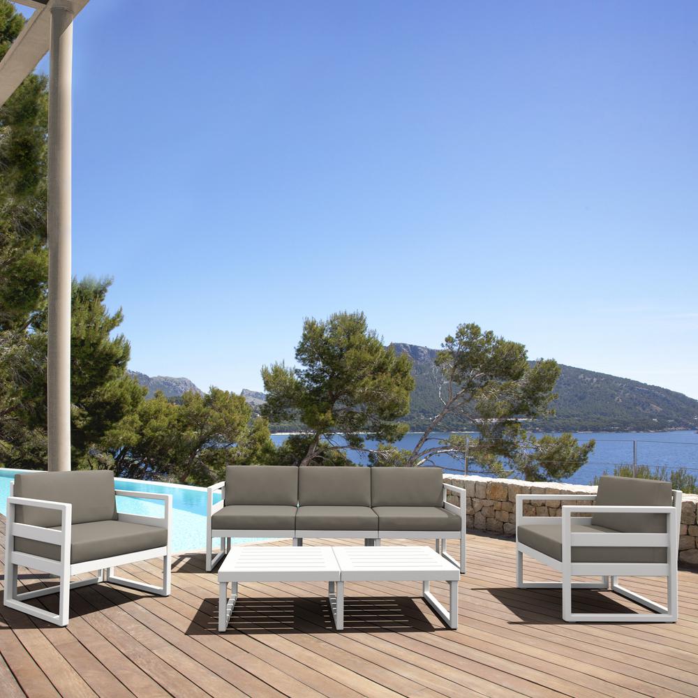 Mykonos Patio Sofa White with Sunbrella Taupe Cushion