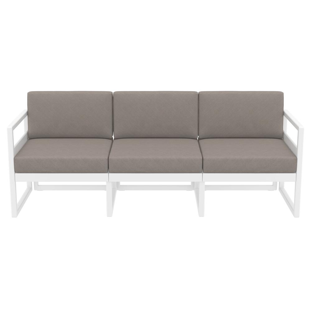 Mykonos Patio Sofa White with Sunbrella Taupe Cushion