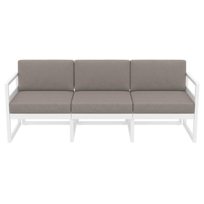 Mykonos Patio Sofa White with Sunbrella Taupe Cushion