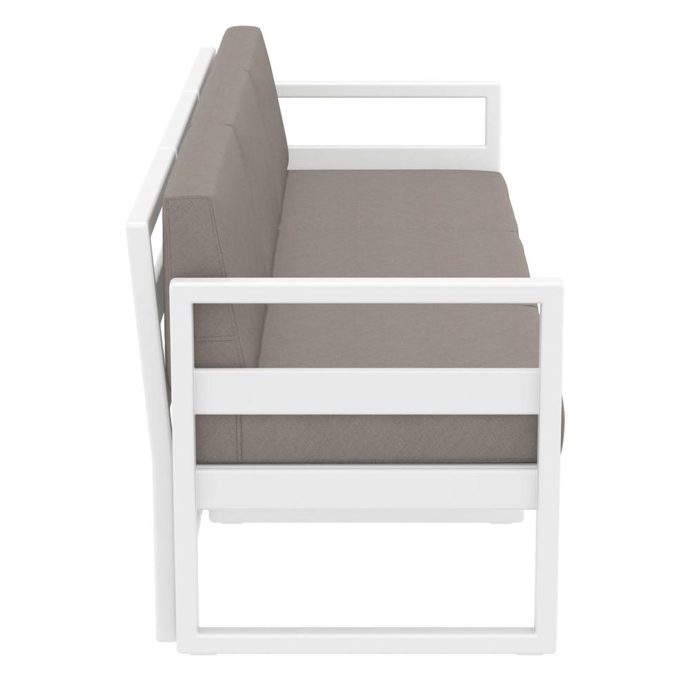 Mykonos Patio Sofa White with Sunbrella Taupe Cushion