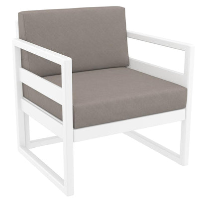 Mykonos Club Seating Set 3 piece White with Sunbrella Taupe Cushion