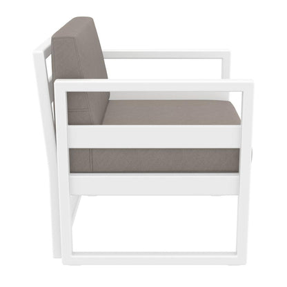 Mykonos Club Seating Set 3 piece White with Sunbrella Taupe Cushion