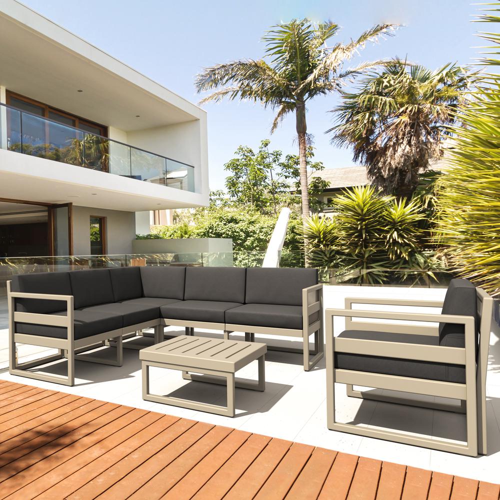 Mykonos Extension Taupe with Sunbrella Charcoal Cushion