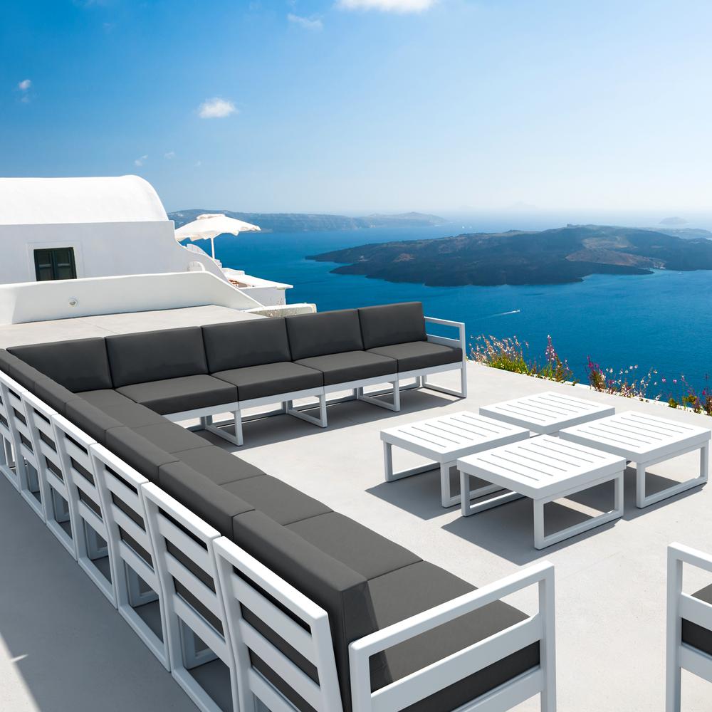 Mykonos Extension White with Sunbrella Charcoal Cushion