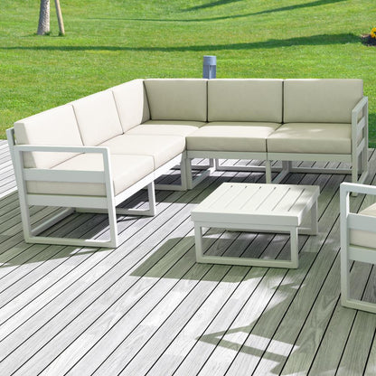 Mykonos Extension White with Sunbrella Natural Cushion