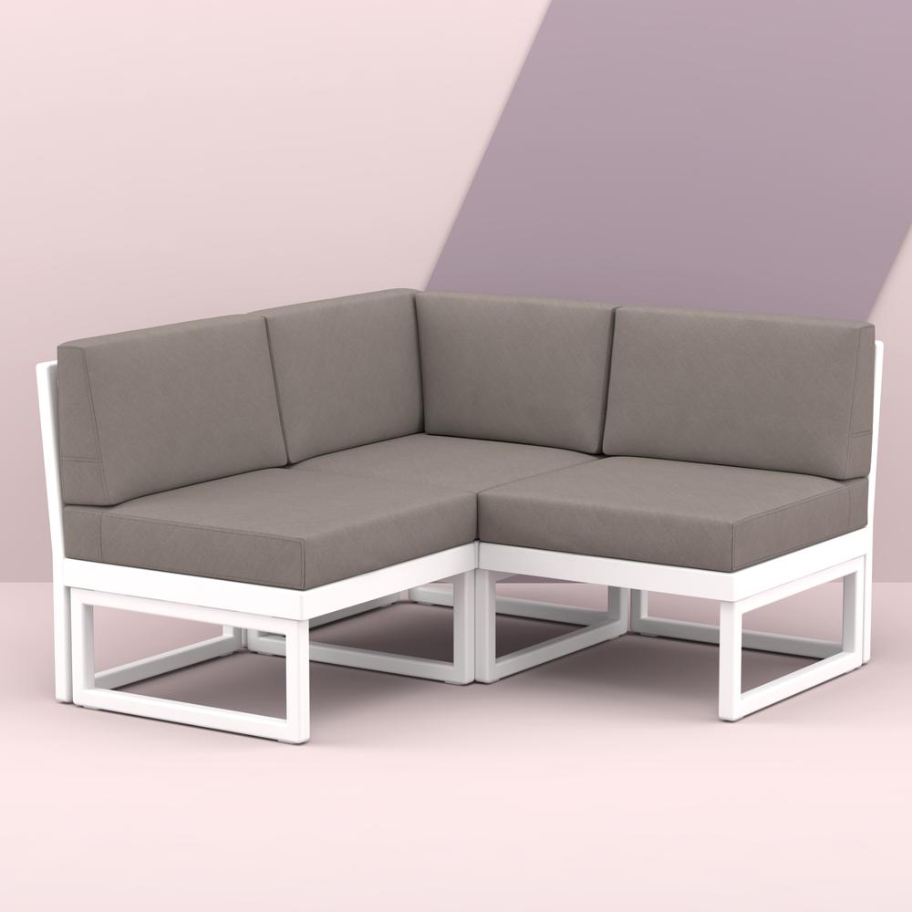 Mykonos Extension White with Sunbrella Taupe Cushion