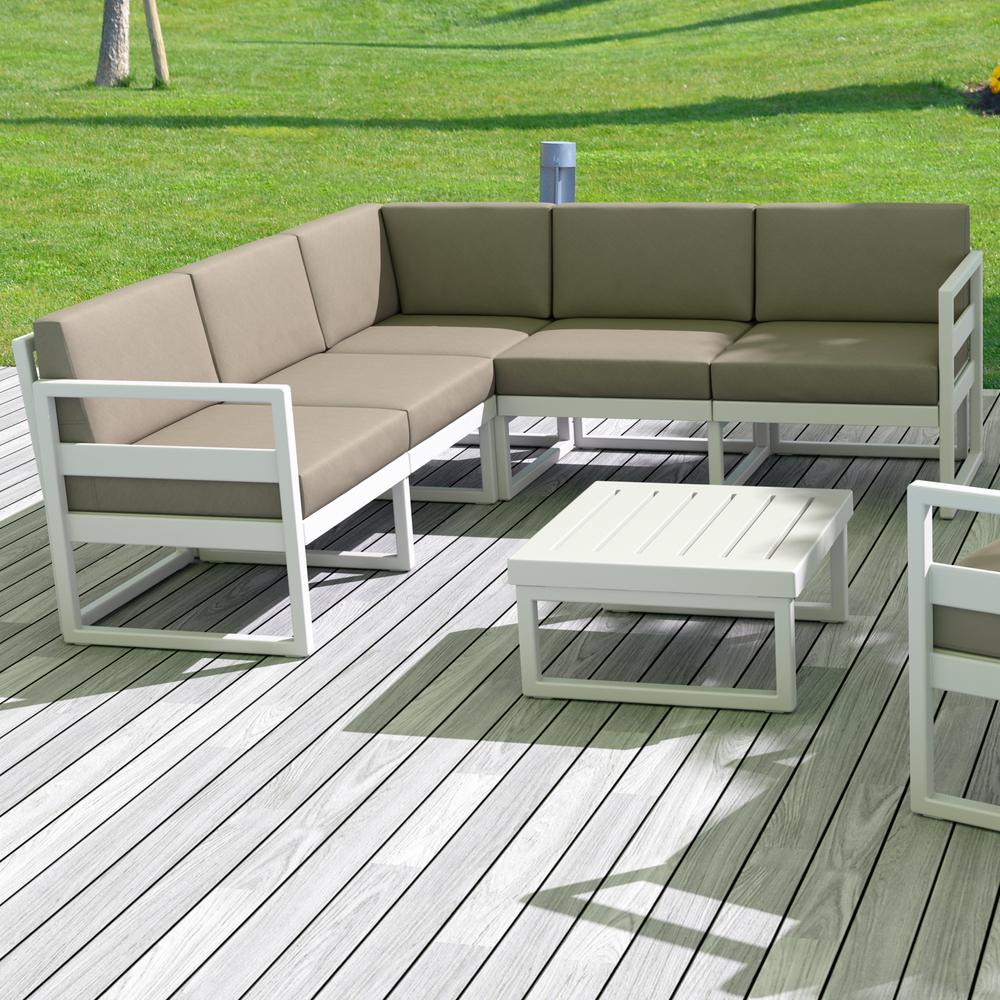 Mykonos Extension White with Sunbrella Taupe Cushion