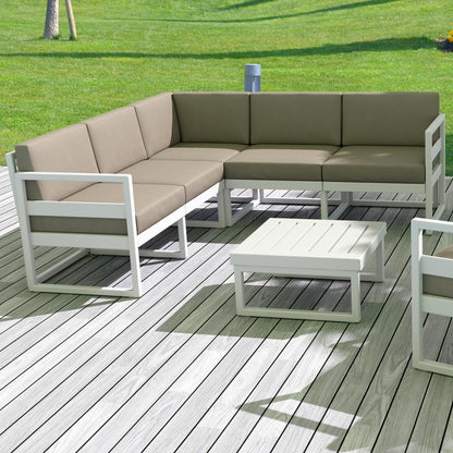 Mykonos Extension White with Sunbrella Taupe Cushion