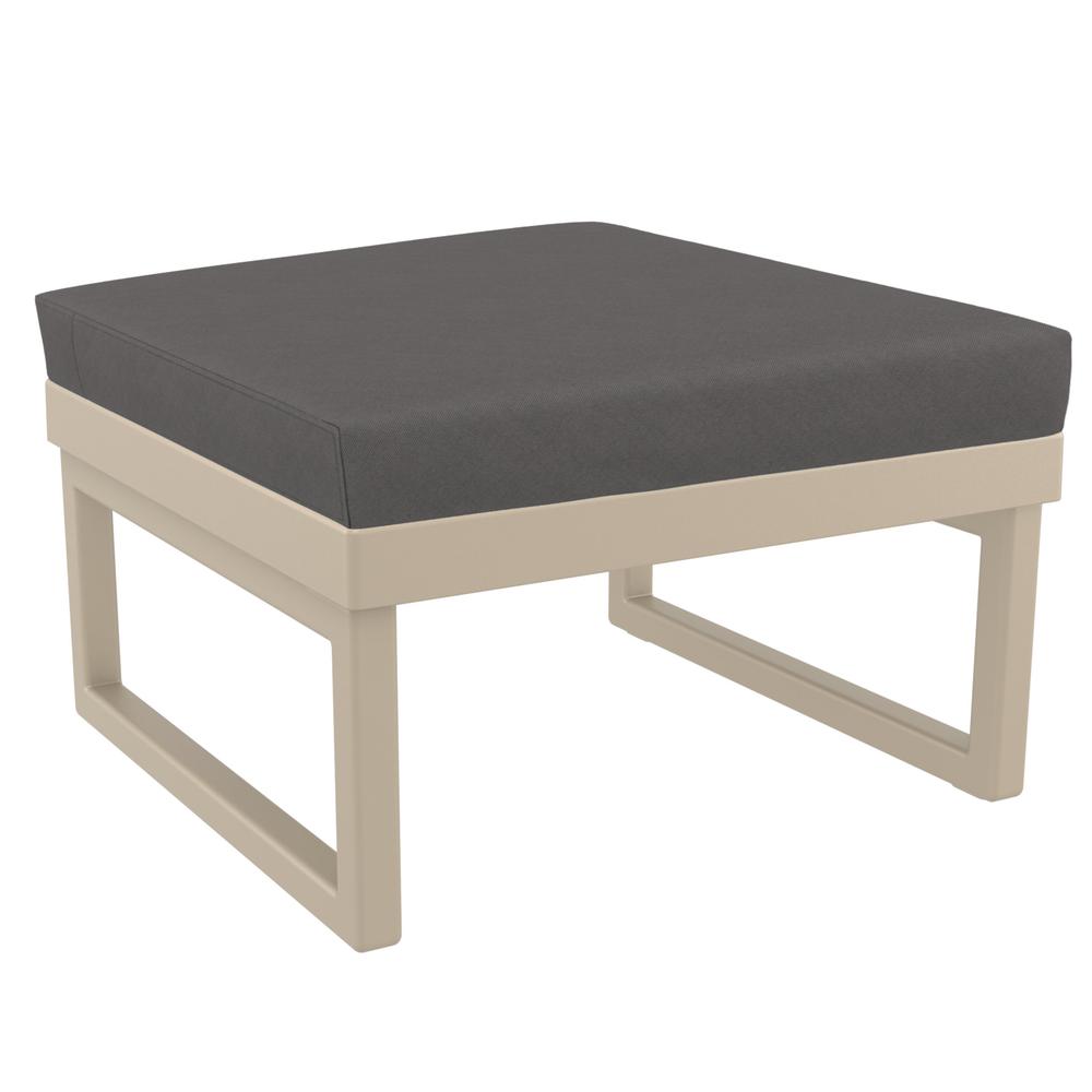 Mykonos Ottoman Taupe with Sunbrella Charcoal Cushion