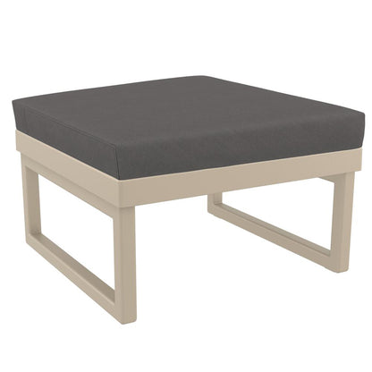 Mykonos Ottoman Taupe with Sunbrella Charcoal Cushion