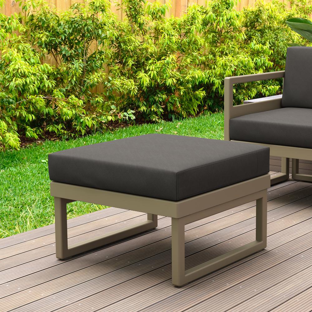 Mykonos Ottoman Taupe with Sunbrella Charcoal Cushion