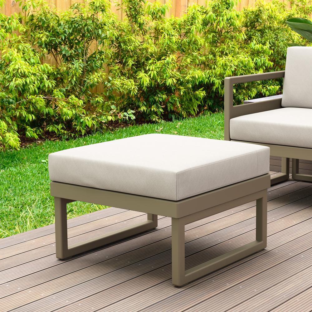Mykonos Ottoman Taupe with Sunbrella Natural Cushion