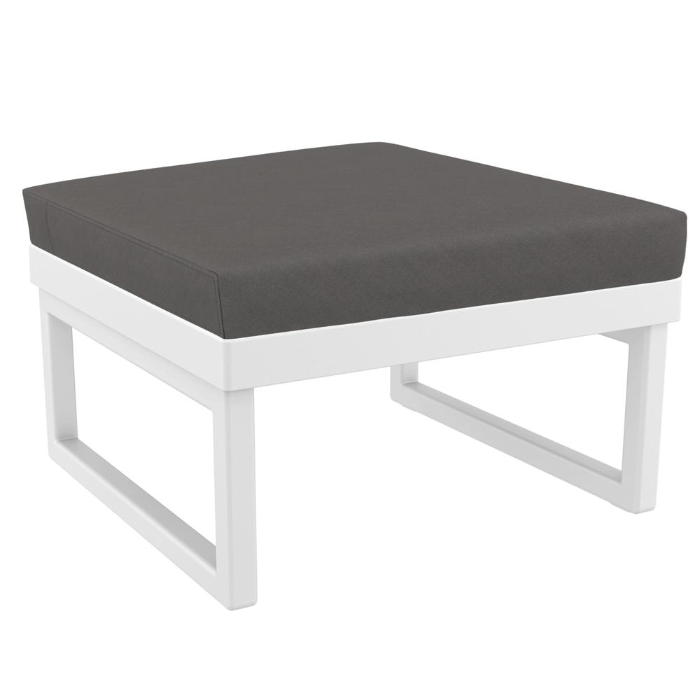 Mykonos Ottoman White with Sunbrella Charcoal Cushion