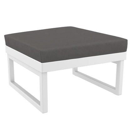 Mykonos Ottoman White with Sunbrella Charcoal Cushion