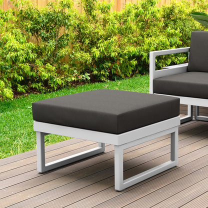 Mykonos Ottoman White with Sunbrella Charcoal Cushion