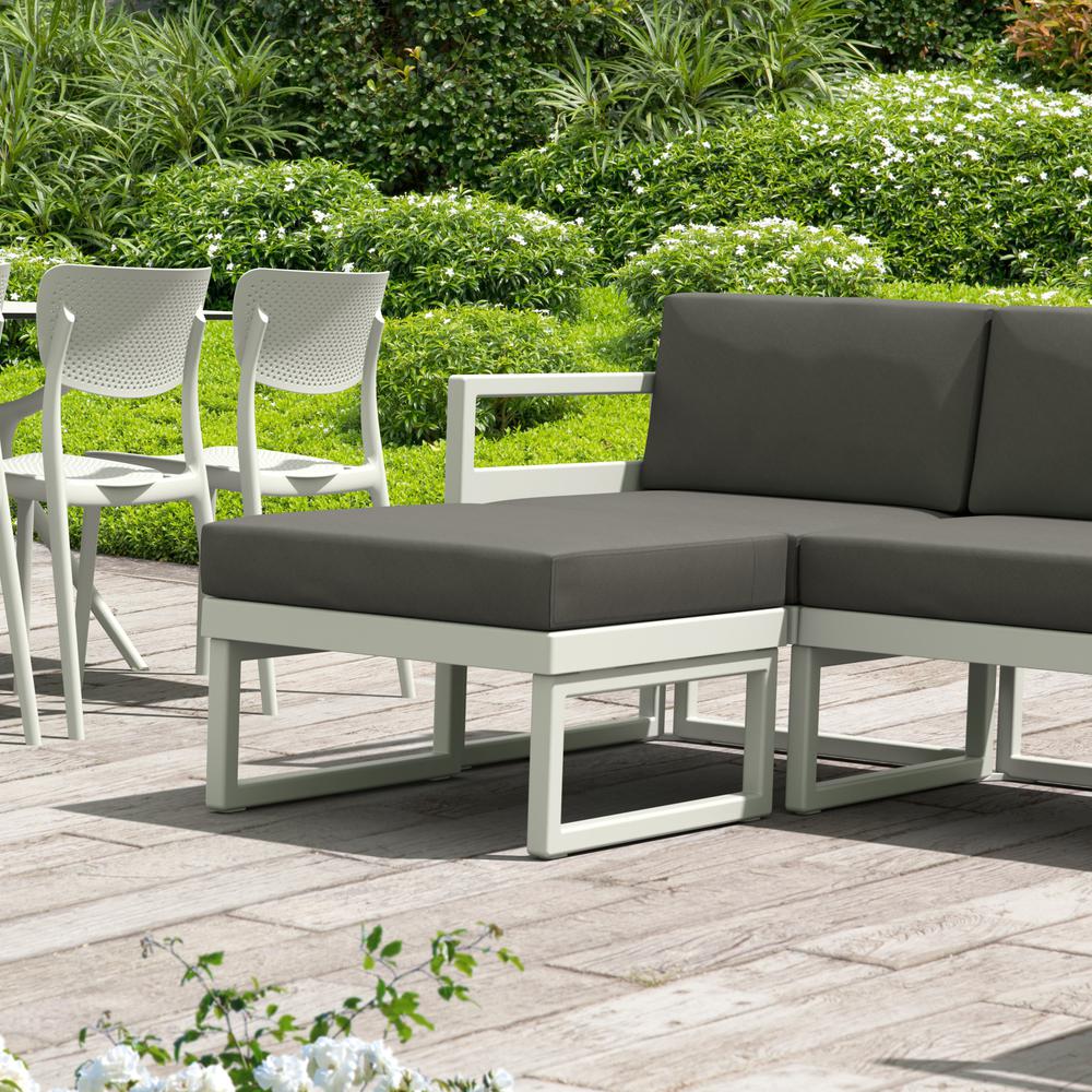 Mykonos Ottoman White with Sunbrella Charcoal Cushion