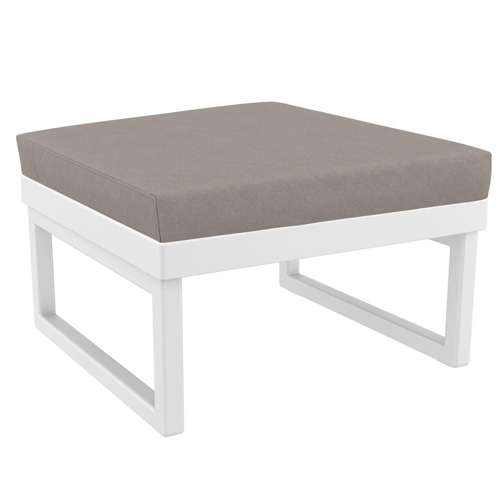Mykonos Ottoman White with Sunbrella Taupe Cushion
