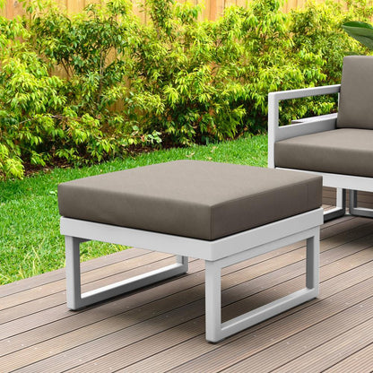 Mykonos Ottoman White with Sunbrella Taupe Cushion