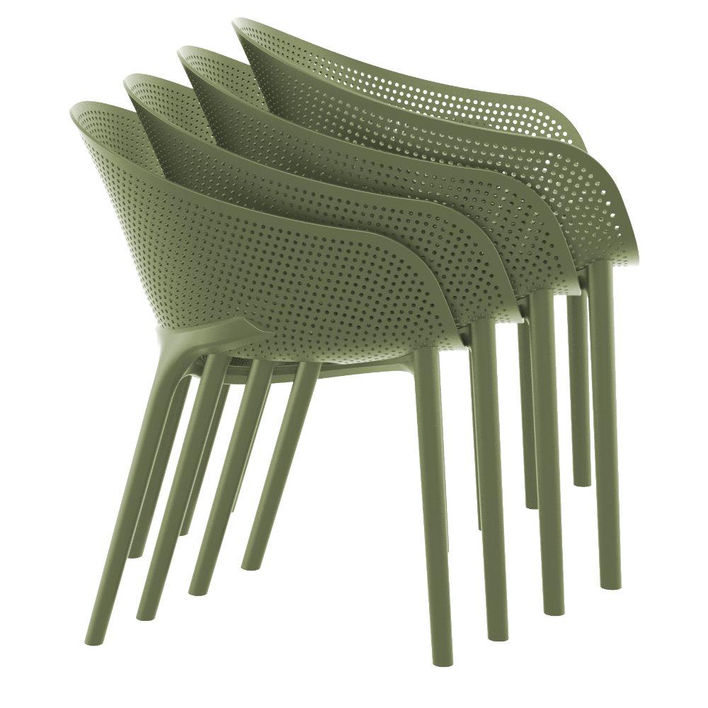 Sky Pro Stacking Dining Chair Olive Green