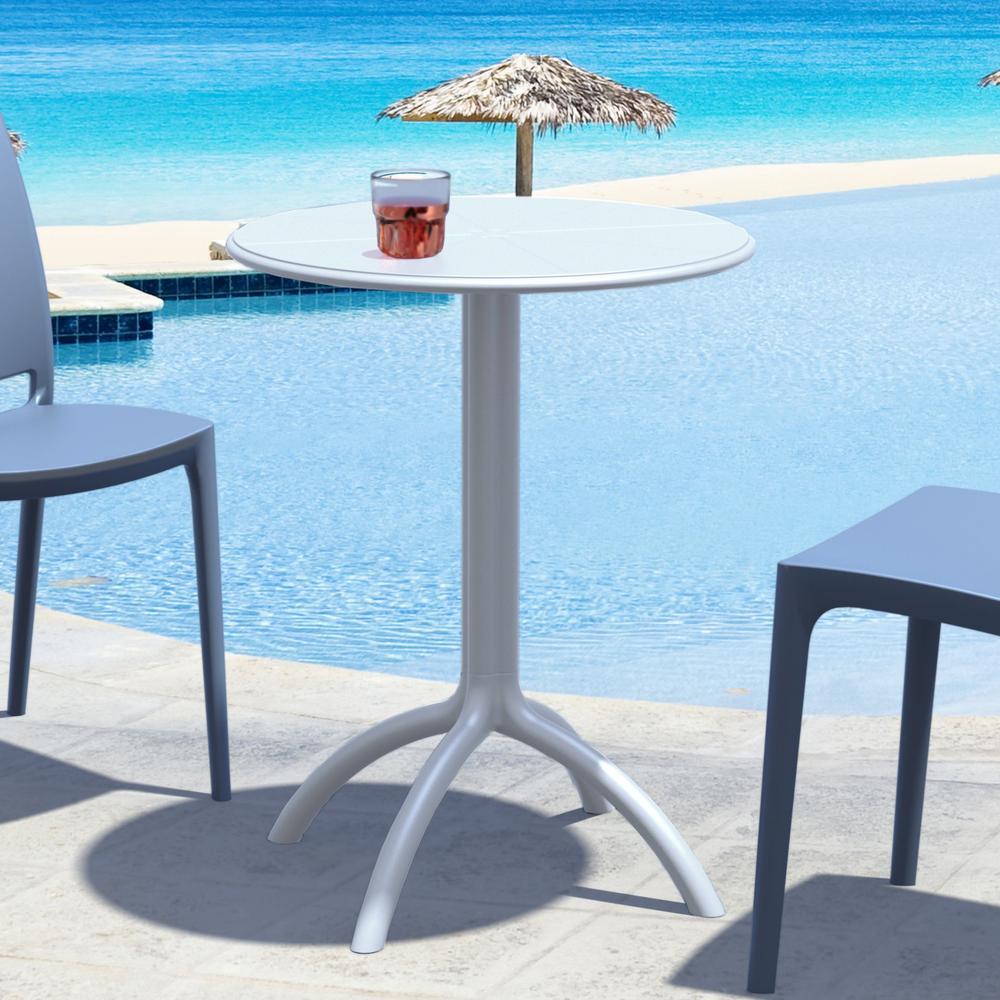 Octopus Round Bistro Table Silver Gray