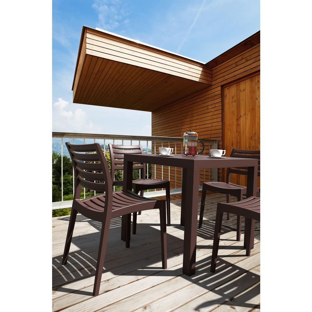 Ares Resin Square Dining Set with 4 Chairs Brown
