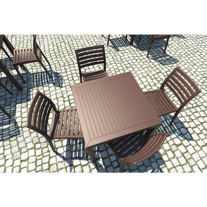 Ares Resin Square Dining Set with 4 Chairs Brown
