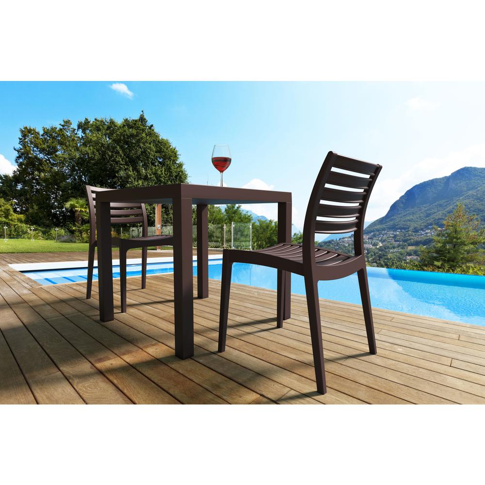 Ares Resin Square Dining Set with 4 Chairs Brown