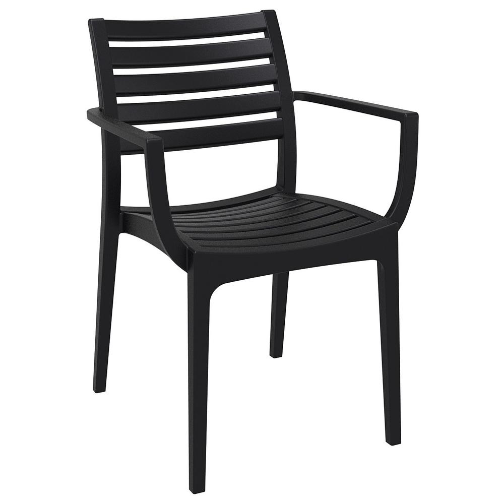Resin Square Dining Set with 4 Arm Chairs, Black, Belen Kox