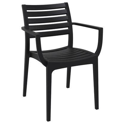 Resin Square Dining Set with 4 Arm Chairs, Black, Belen Kox