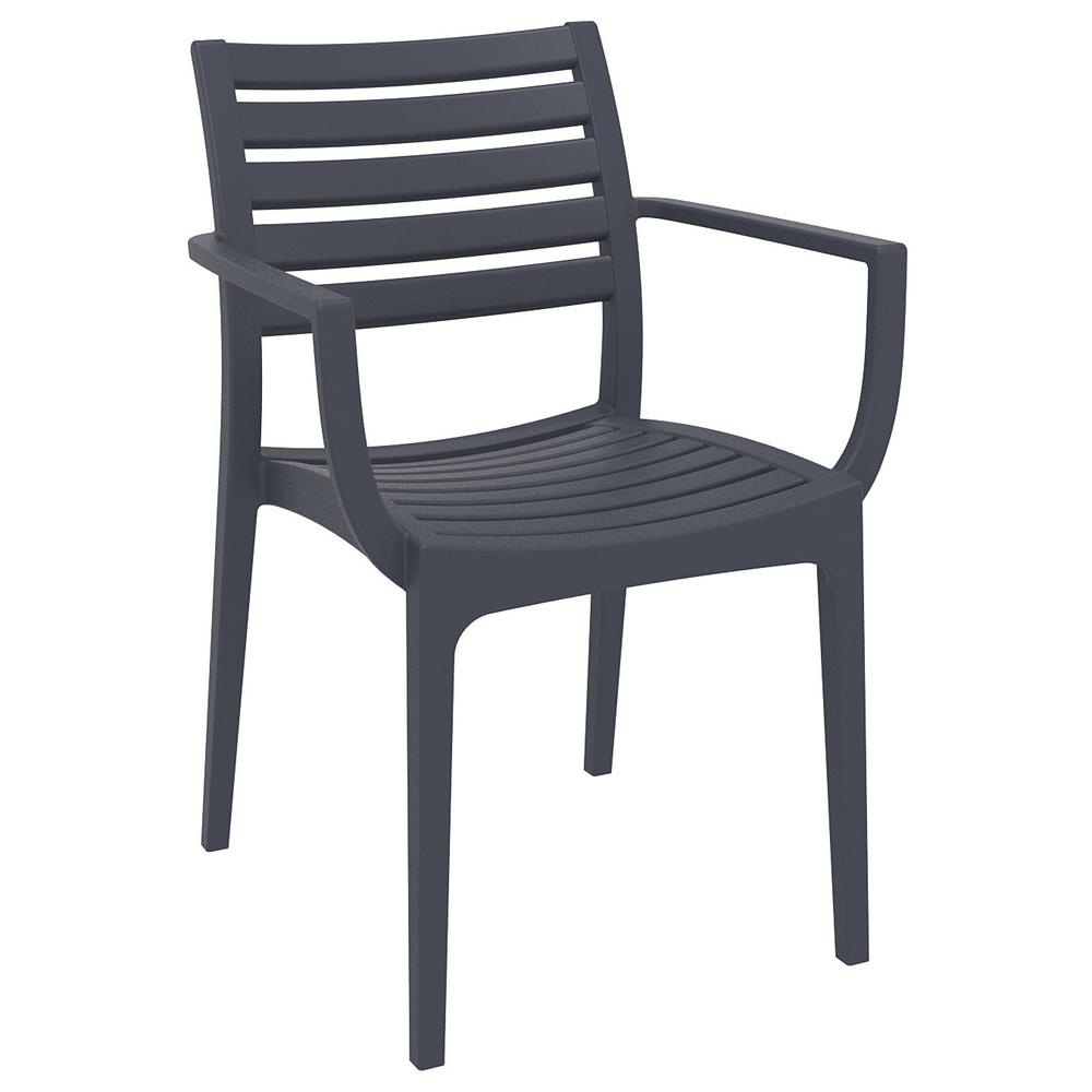 Artemis Resin Square Dining Set with 4 Arm Chairs Dark Gray