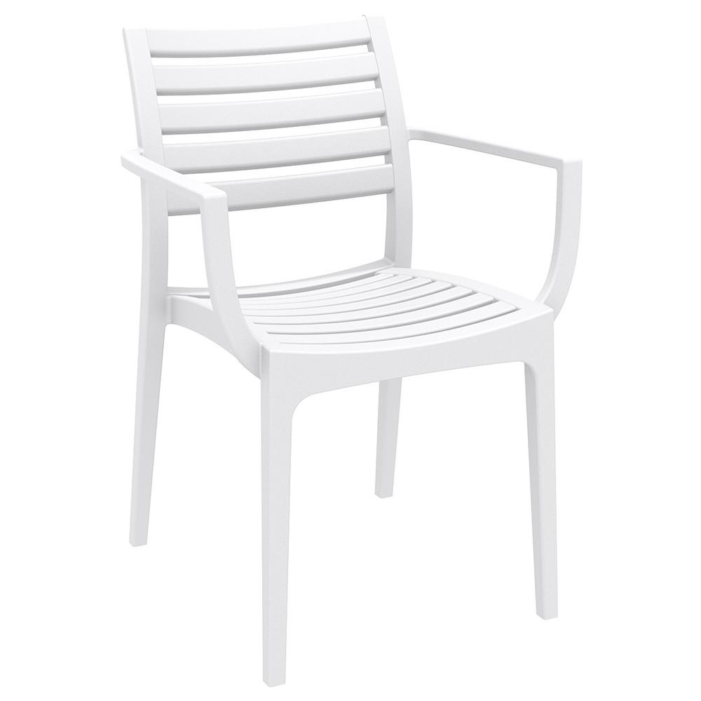 Artemis Resin Square Dining Set with 4 Arm Chairs White