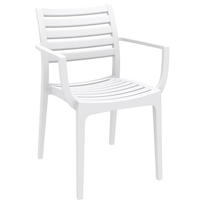 Artemis Resin Square Dining Set with 4 Arm Chairs White