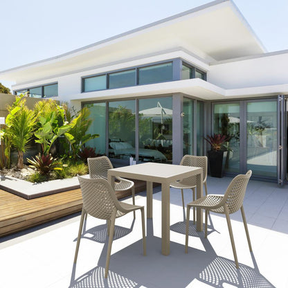 Air Square Dining Set with 4 Chairs Taupe