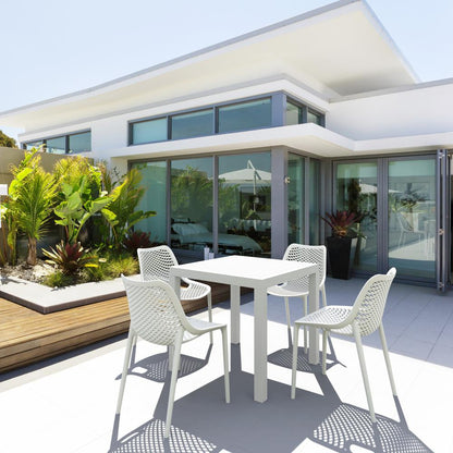 Air Square Dining Set with 4 Chairs White