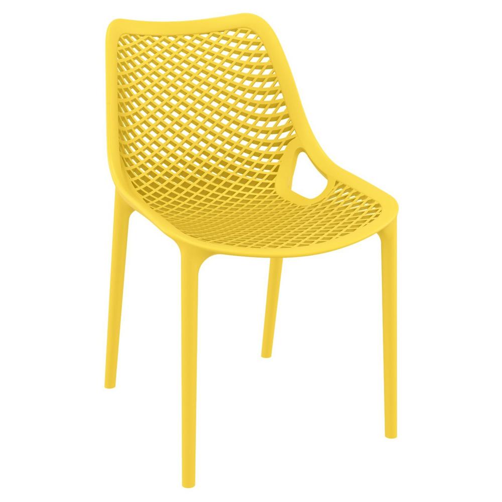 Air Mix Square Dining Set with White Table and 4 Yellow Chairs