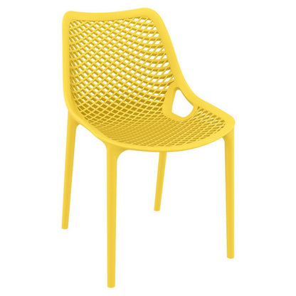 Air Mix Square Dining Set with White Table and 4 Yellow Chairs
