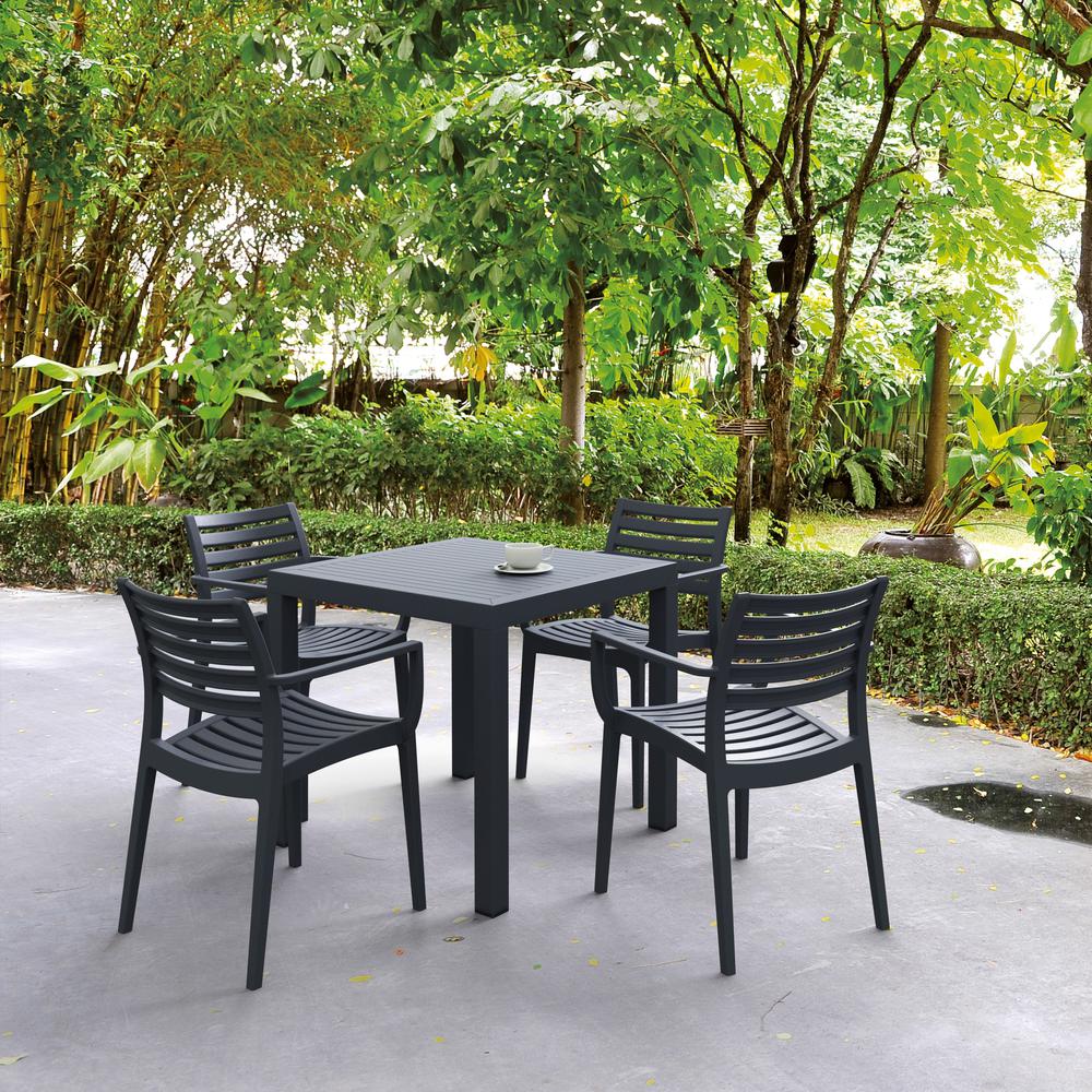 Resin Square Dining Table, Dark Gray, Belen Kox