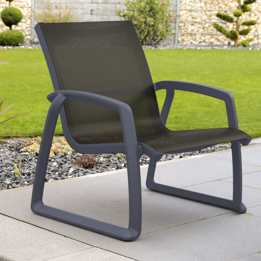 Pacific Club Arm Chair Dark Gray Frame Black Sling