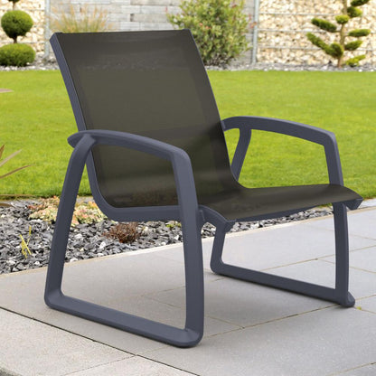 Pacific Club Arm Chair Dark Gray Frame Black Sling