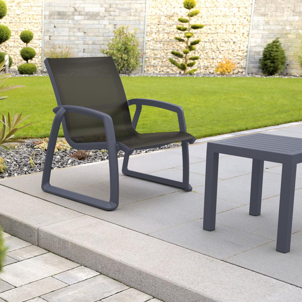 Pacific Club Arm Chair Dark Gray Frame Black Sling