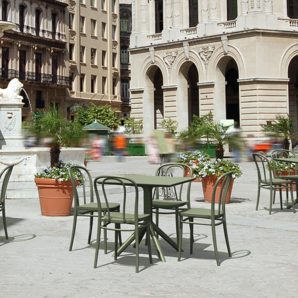 Victor Patio Dining Set with 4 Chairs Olive Green