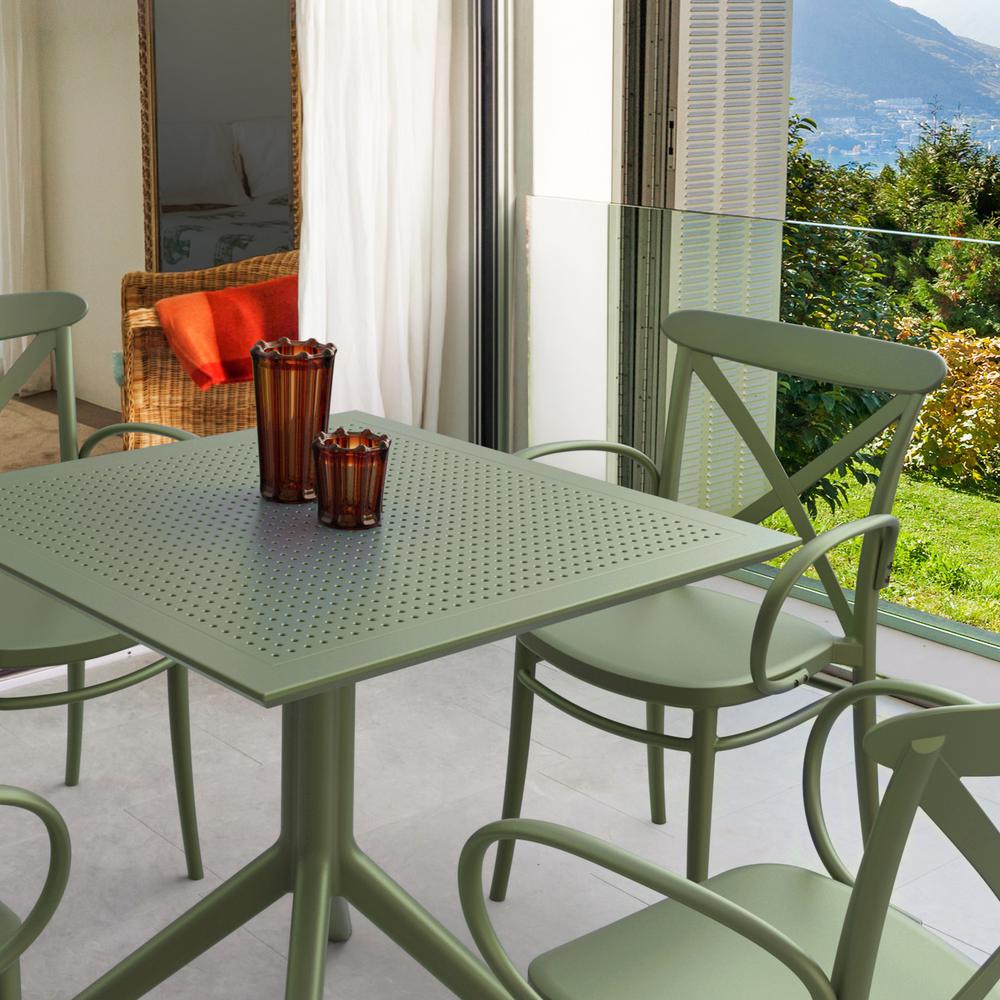 Cross XL Patio Dining Set with 4 Chairs Olive Green