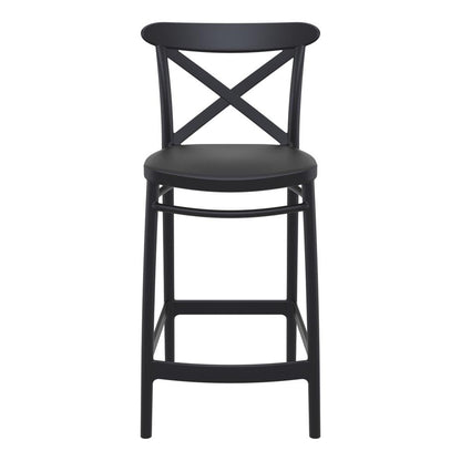 Cross Counter Stool Black, Set of 2