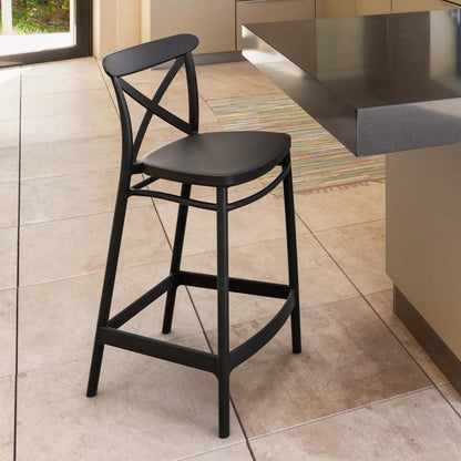 Cross Counter Stool Black, Set of 2