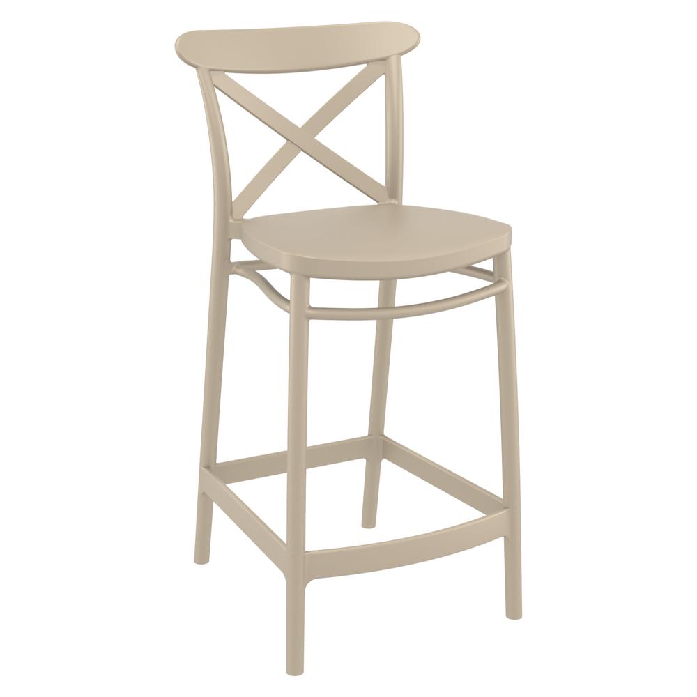 Cross Counter Stool Taupe, Set of 2