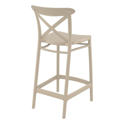 Cross Counter Stool Taupe, Set of 2